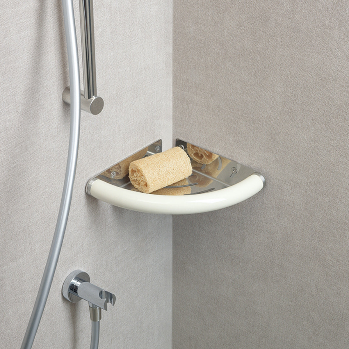 Shower Shelf with Assist Grab Bars