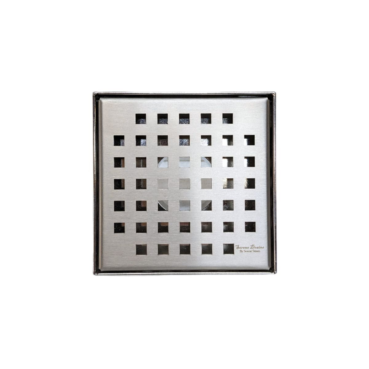 5 Inch Brushed Square Shower Drain Kit with Hair Trap and Base Flange – Traditional Square Design