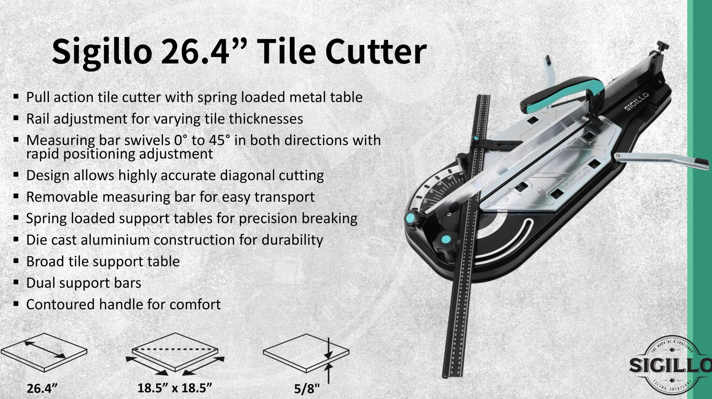 DTA Sigillo 26.4″ Pull Action Manual Tile Cutter for Large Format Glass & Ceramic Tiles