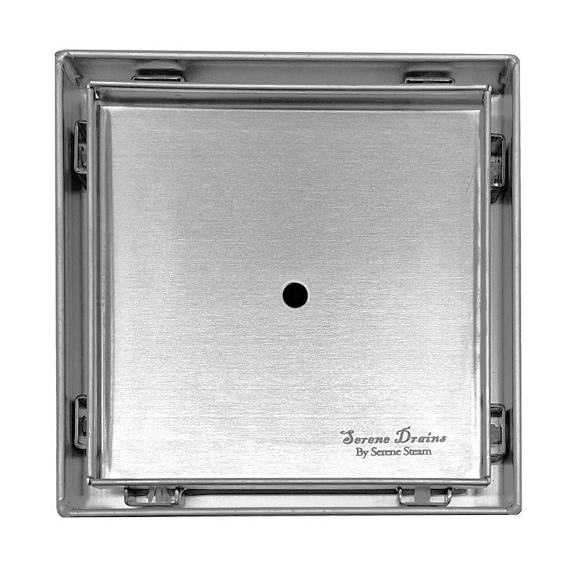 4 Inch Brushed Tile Insert Square Shower Drain with Hair Trap and Base Flange Kit