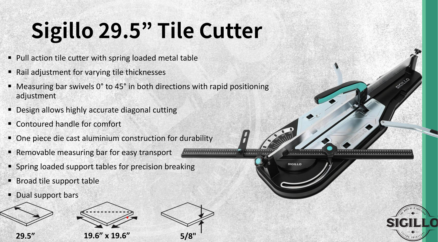 DTA Sigillo 29.5″ Pull Action Manual Tile Cutter, for Large Format Tiles, SIG0750