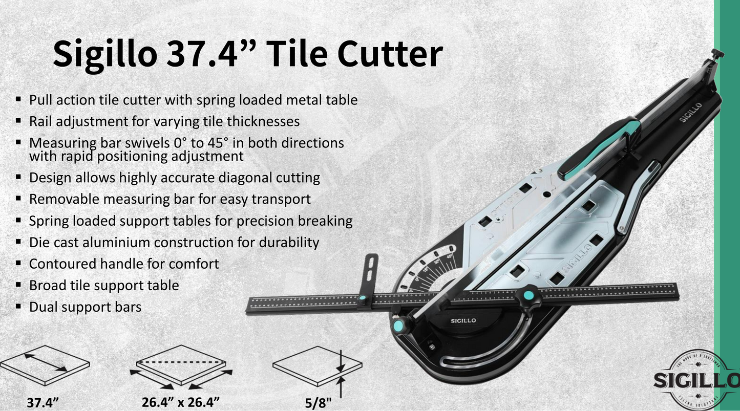 DTA Sigillo 37.4″ Pull Action Ergonomic Manual Tile Cutter for Large Format Tiles, SIG0950