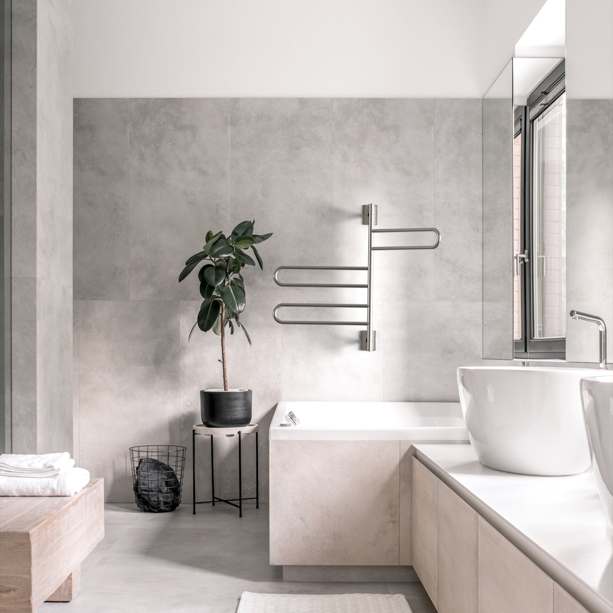 Swivel Towel Warmer, Amba SL3 Heated Towel Rack with Rotating Bars, Plug-In or Hardwired