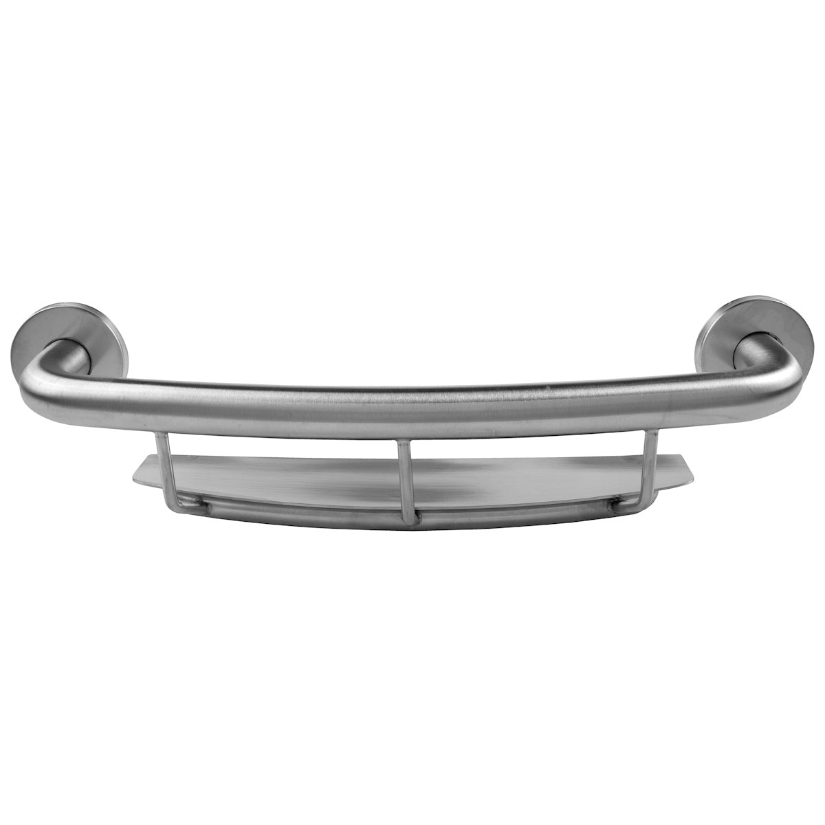 18" Satin Brushed Designer Shower Grab Bar with Built-In Shelf