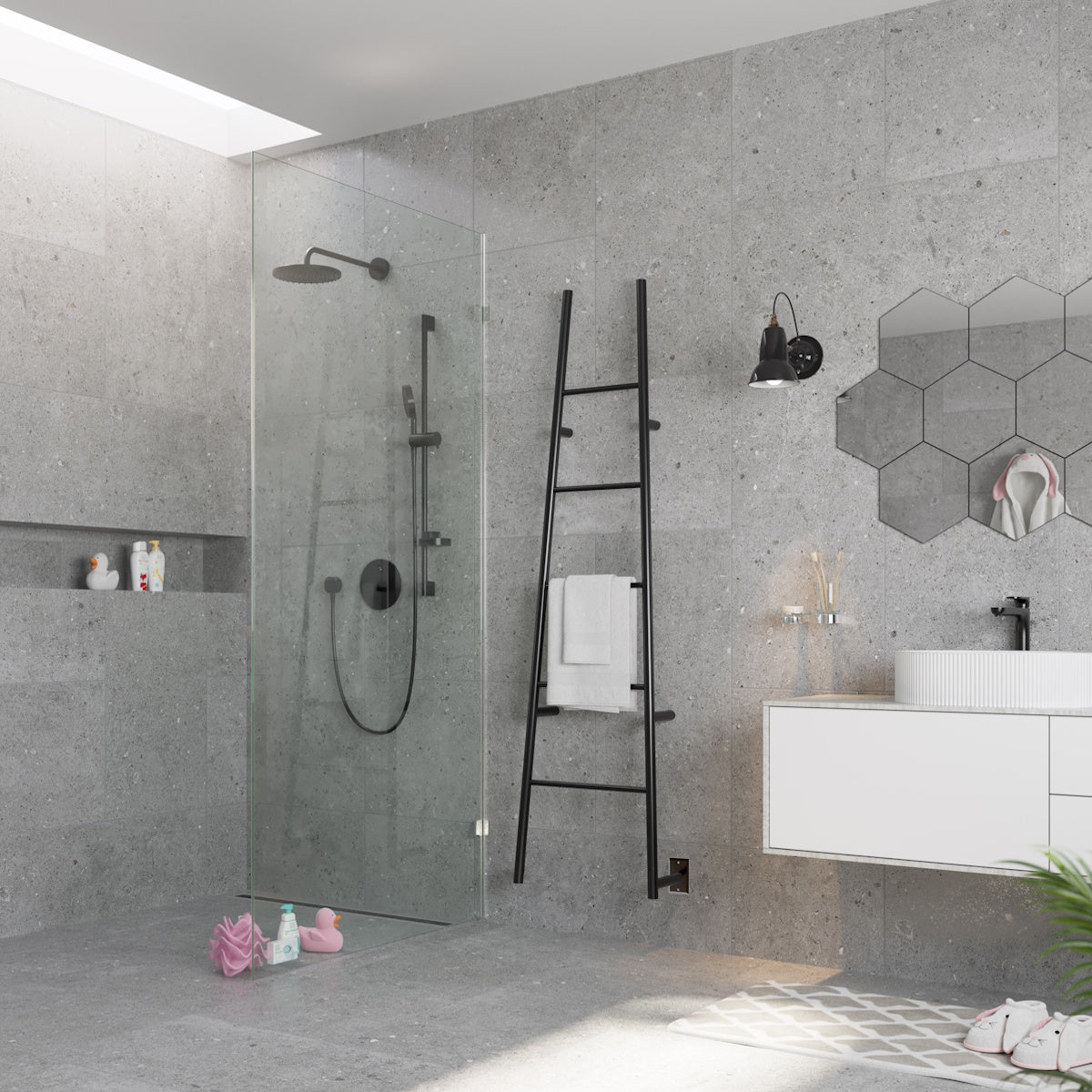 Large Towel Rack, Amba Jeeves A Ladder Towel Warmer, Hardwired, 5 Bars
