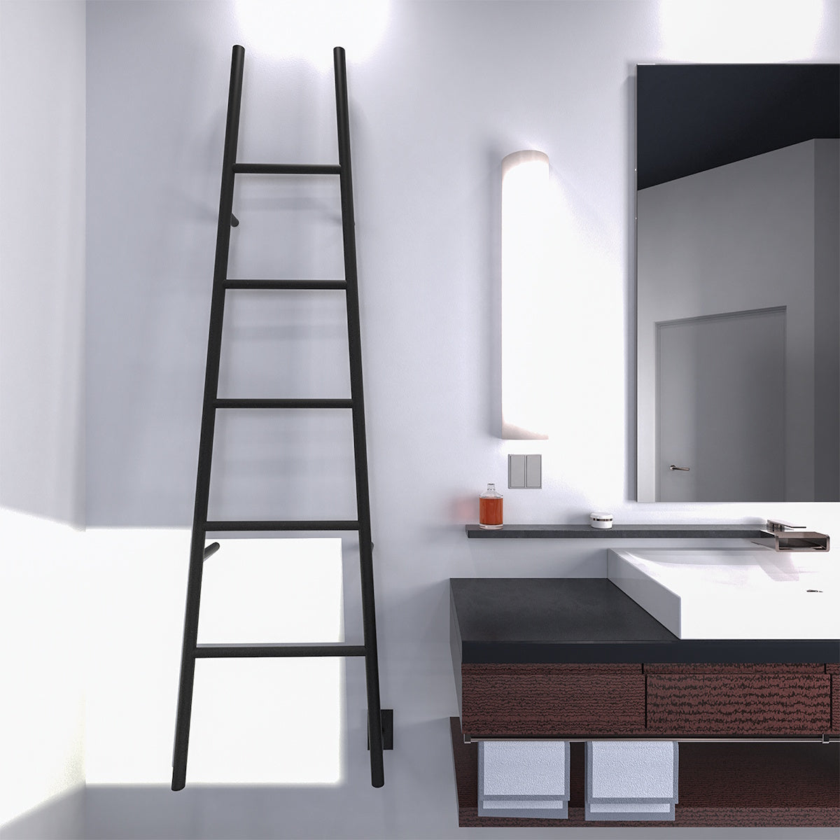 Large Towel Rack, Amba Jeeves A Ladder Towel Warmer, Hardwired, 5 Bars