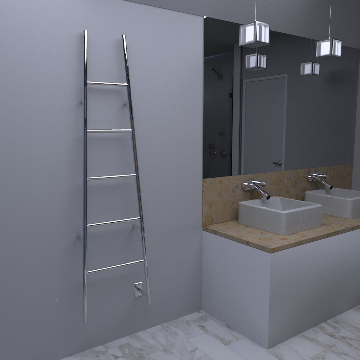 Large Towel Rack, Amba Jeeves A Ladder Towel Warmer, Hardwired, 5 Bars
