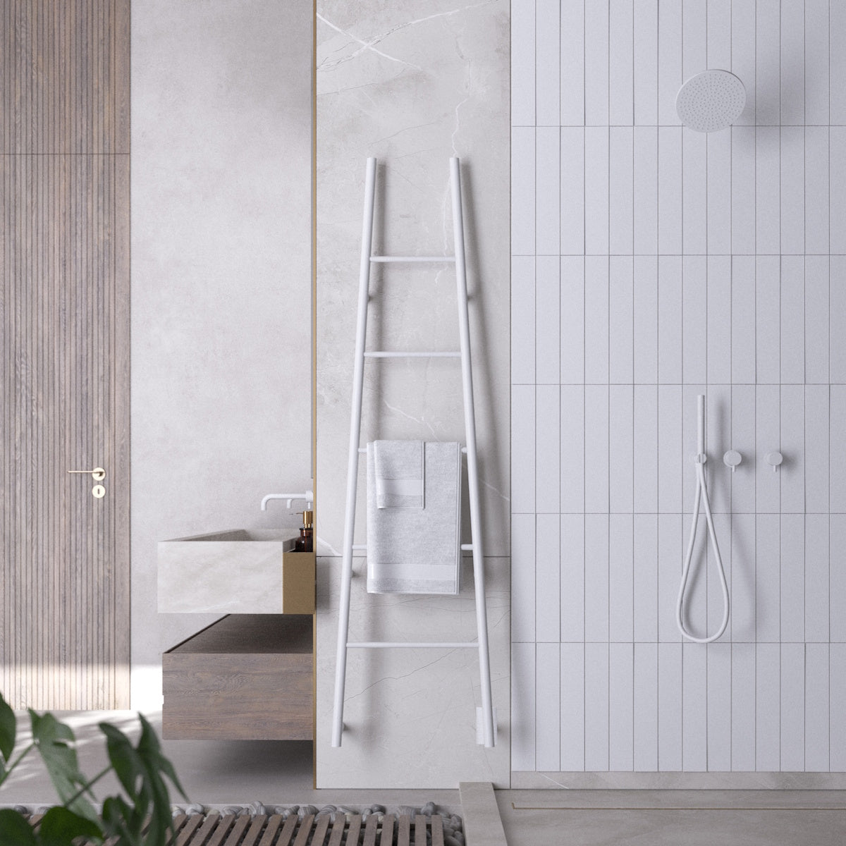 Large Towel Rack, Amba Jeeves A Ladder Towel Warmer, Hardwired, 5 Bars