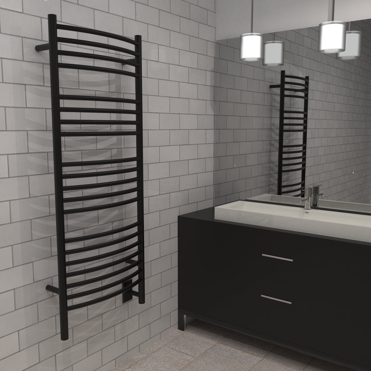 Amba Jeeves D Curved Large Towel Warmer, Hardwired, 20 Bars, W 21" H 53"