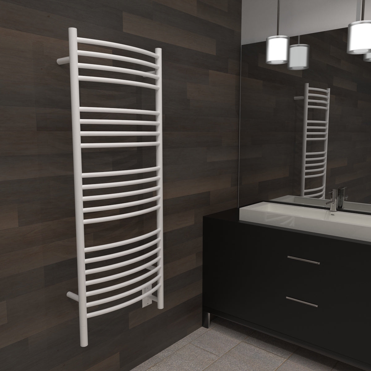 Amba Jeeves D Curved Large Towel Warmer, Hardwired, 20 Bars, W 21" H 53"