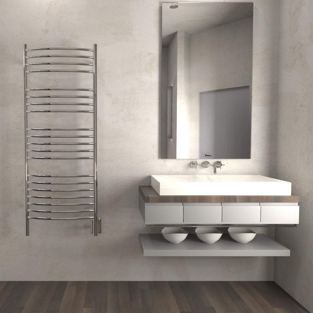 Amba Jeeves D Curved Large Towel Warmer, Hardwired, 20 Bars, W 21" H 53"