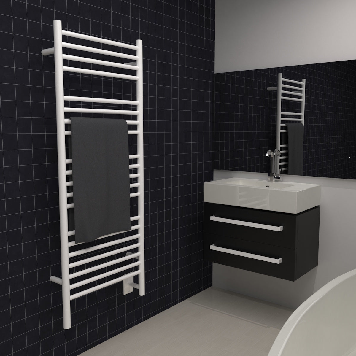 Amba Jeeves D Straight Large Towel Warmer, Hardwired, 20 Bars, W 21" H 53"
