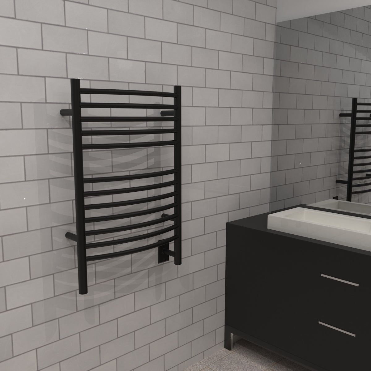 Amba Jeeves E Curved Towel Warmer, Hardwired, 12 Bars, W 21" H 31"