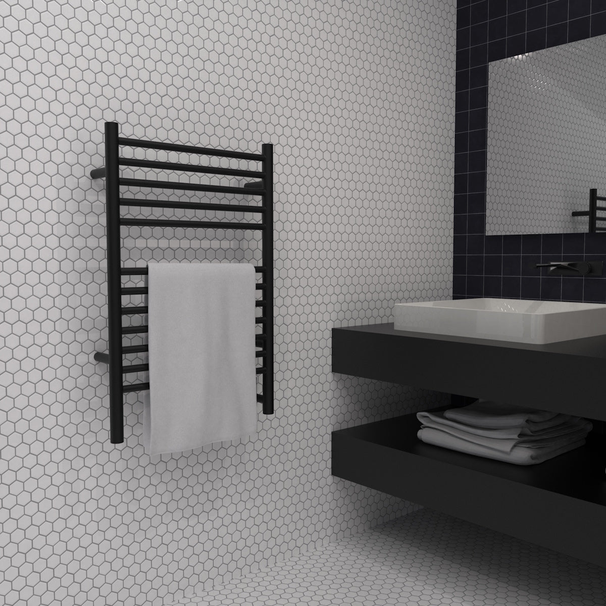 Amba Jeeves E Straight Towel Warmer Rack, Hardwired, 12 Bars, W 21" H 31"