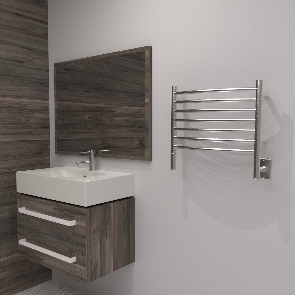 Amba Jeeves H Curved Wall Mounted Towel Warmer, 7 Bars, Hardwired, 21" W x 18" H