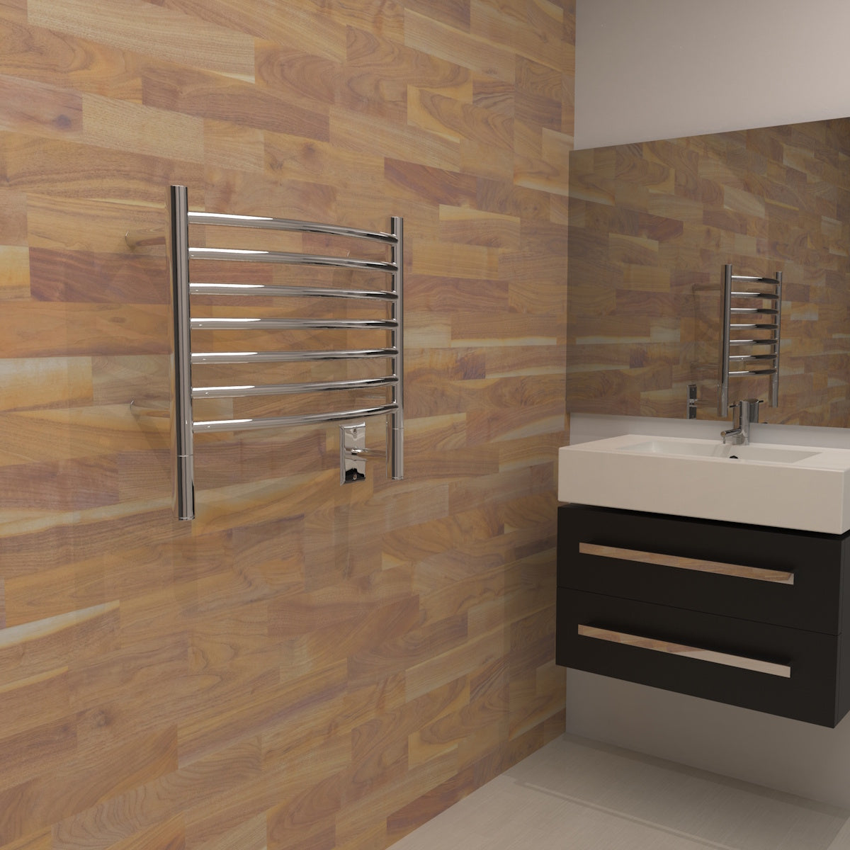 Amba Jeeves H Curved Wall Mounted Towel Warmer, 7 Bars, Hardwired, 21" W x 18" H