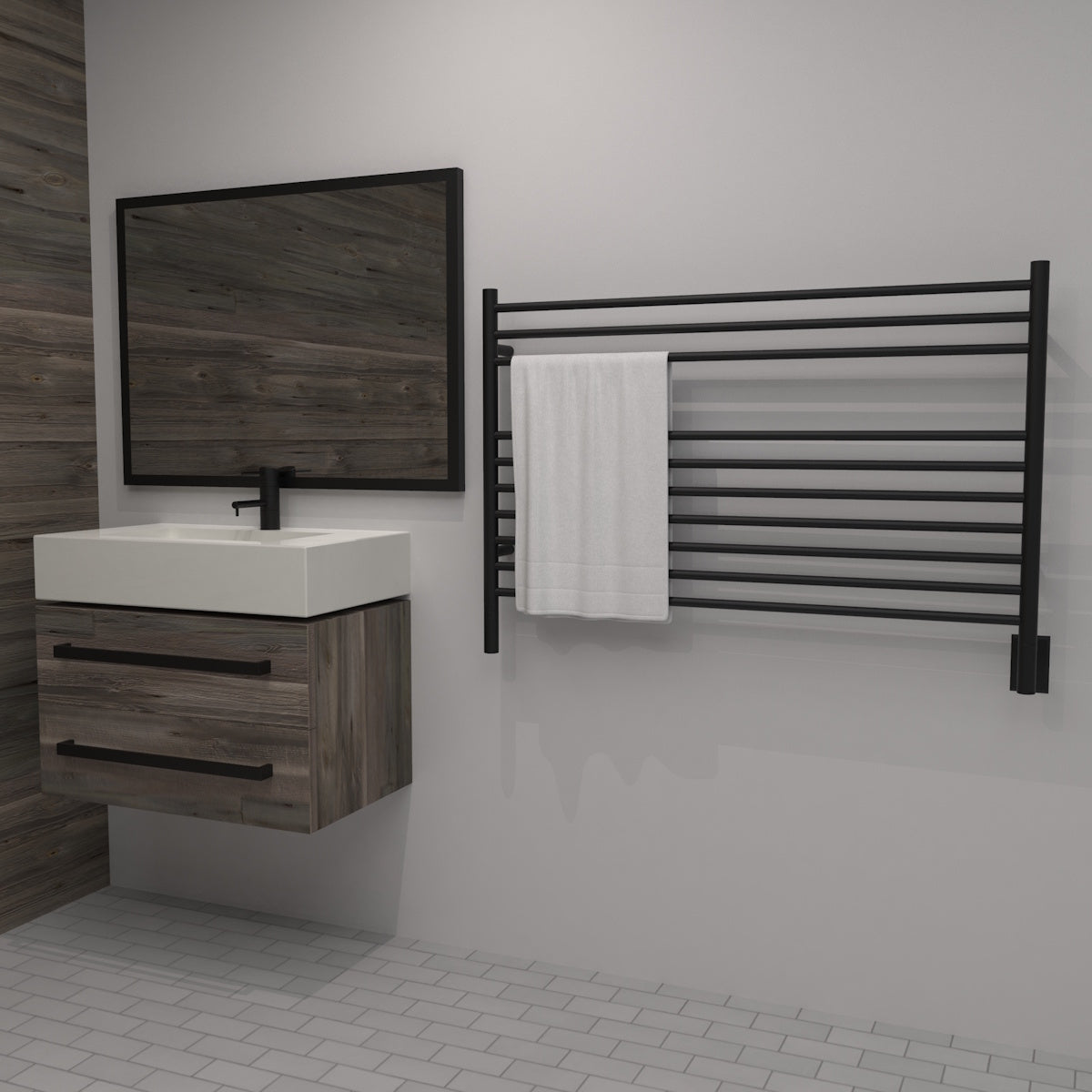 Amba Jeeves L Straight Towel Warmer for Bathroom, Hardwired, 10 Bars, W 40" H 27"