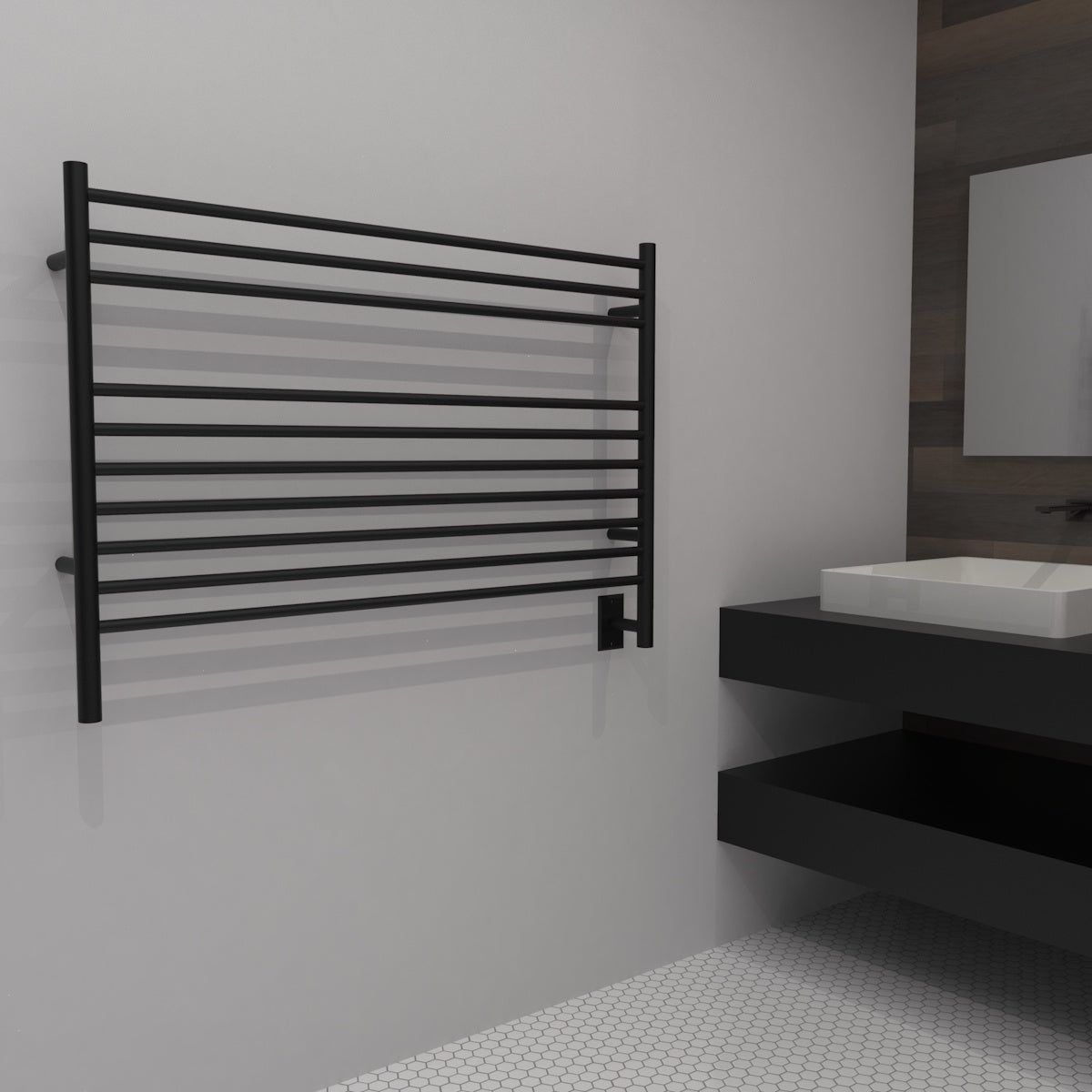 Amba Jeeves L Straight Towel Warmer for Bathroom, Hardwired, 10 Bars, W 40" H 27"