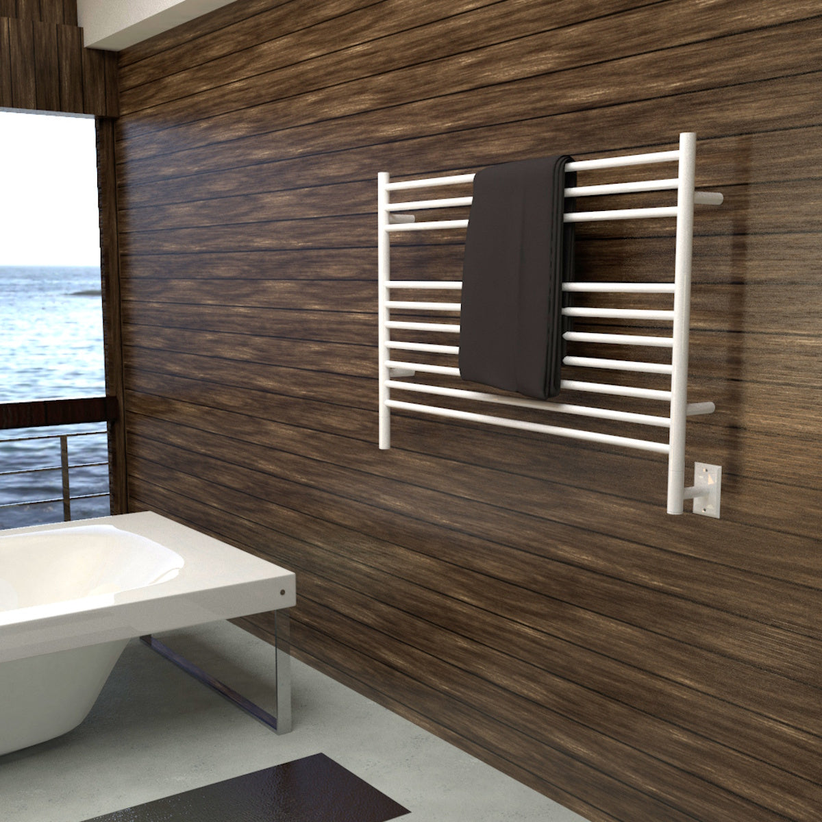 Amba Jeeves L Straight Towel Warmer for Bathroom, Hardwired, 10 Bars, W 40" H 27"