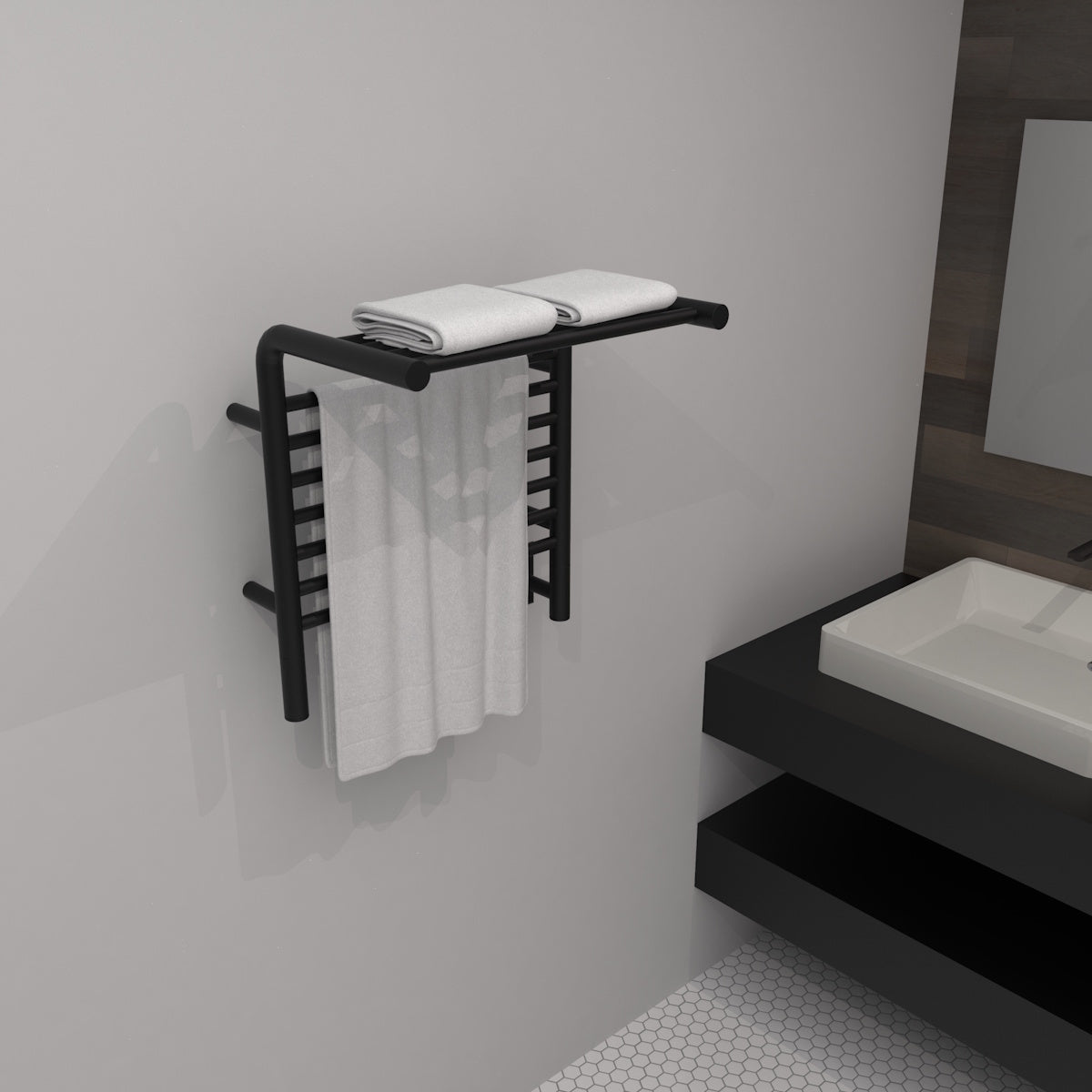 Amba Jeeves M Shelf Towel Warmer Shelf, Hardwired, 11 Bars, W 21" H 22"