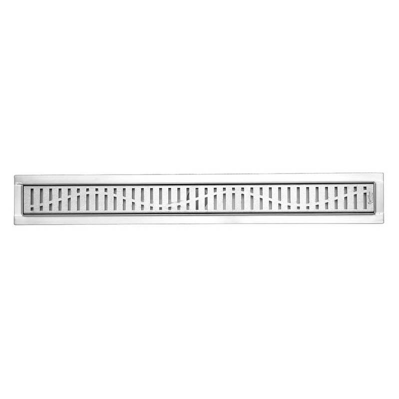 59 Inch Linear Shower Drain Brushed Finish Wind Design SereneDrains