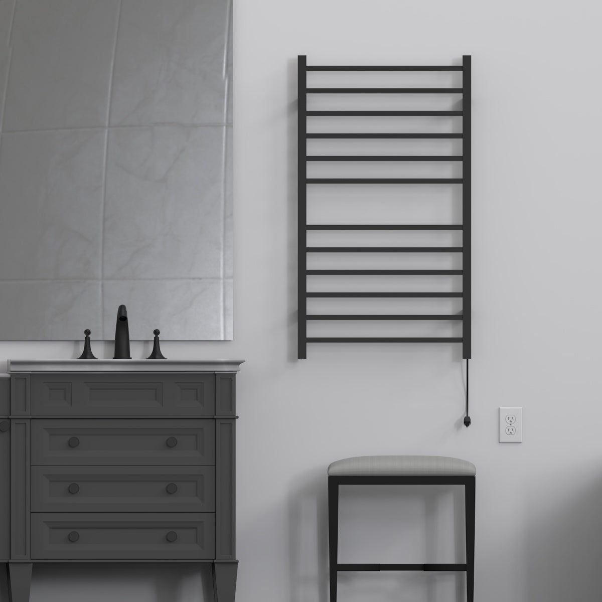 Amba Radiant Wall Mounted Towel Warmer, 12 Square Bars Towel Warmer