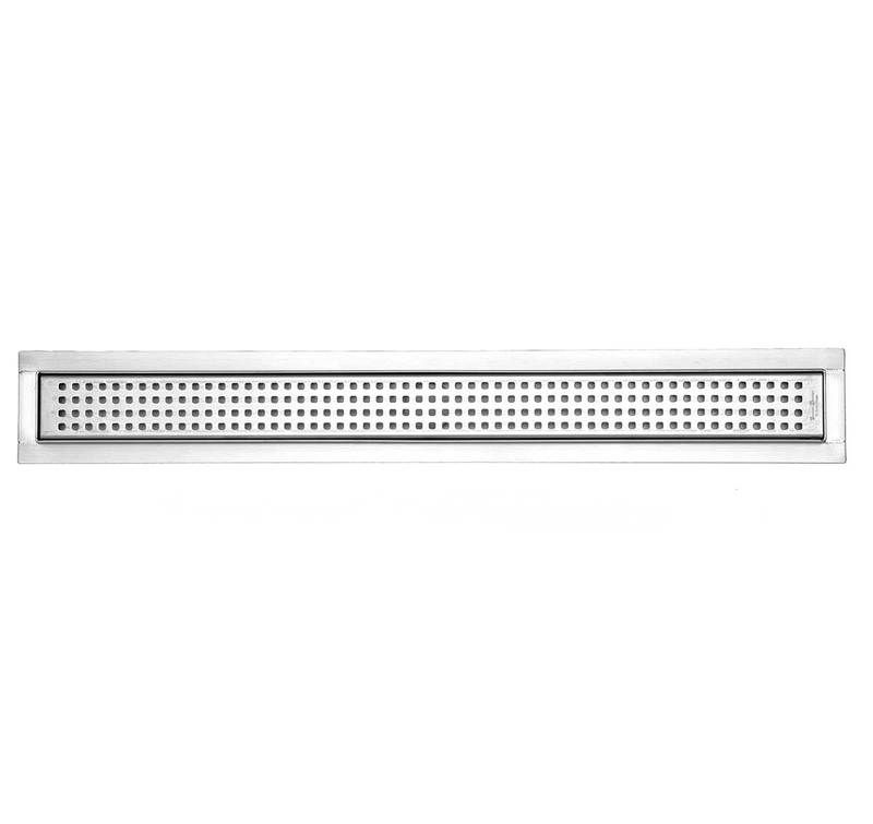 16 Inch Linear Shower Drain Brushed Finish Traditional Square Design SereneDrains