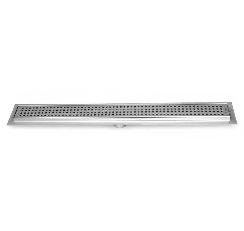 16 Inch Linear Shower Drain Brushed Finish Traditional Square Design SereneDrains