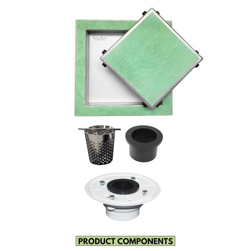 6 Inch Invisible Infinity Square Shower Drain with Hair Trap and Base Flange Kit
