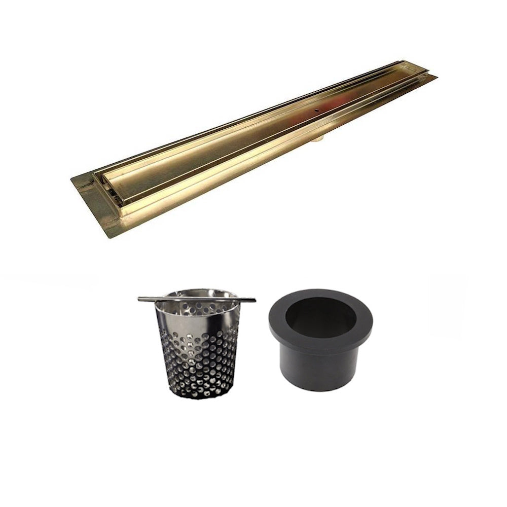 39 Inch Satin Gold Tile Insert Linear Shower Drain by SereneDrains