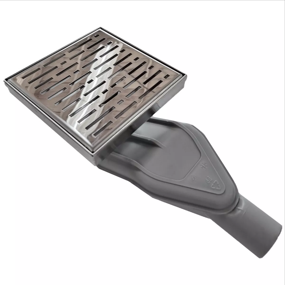 SereneDrains Horizontal Side Discharge Outlet Converter for Shower Drains Polished Square Drains