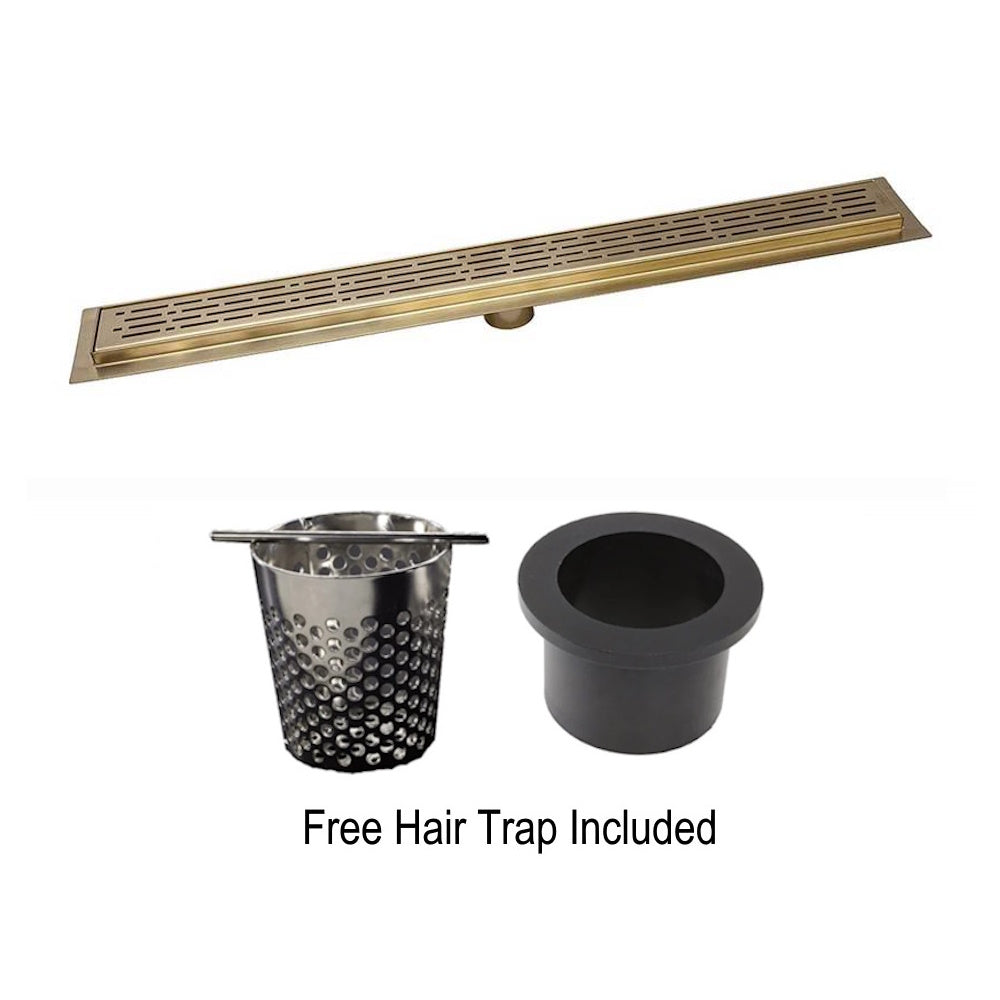 16 Inch Satin Gold Linear Shower Drain, Broken Lane Design by SereneDrains