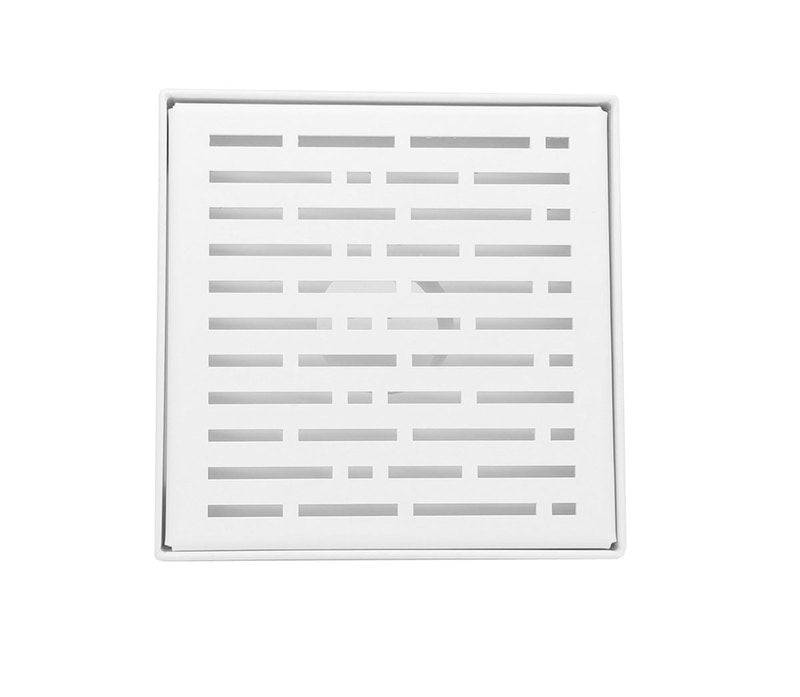 6 Inch Matte White Square Shower Drain Assembly Kit Broken Lane Design