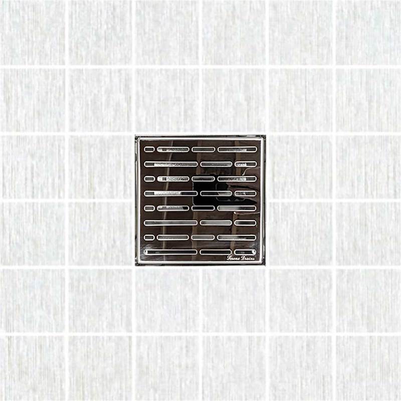6 Inch Polished Square Shower Drain with Hair Trap and Base Flange Kit – Broken Lane Design