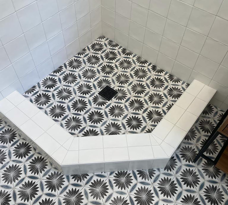 4 Inch Matte Black Square Shower Drain Kit with Hair Trap and Base Flange – Broken Lane Design