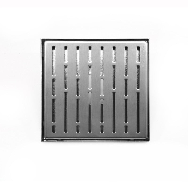 6 Inch Brushed Square Shower Drain with Hair Trap and Base Flange Kit – Broken Lane Design