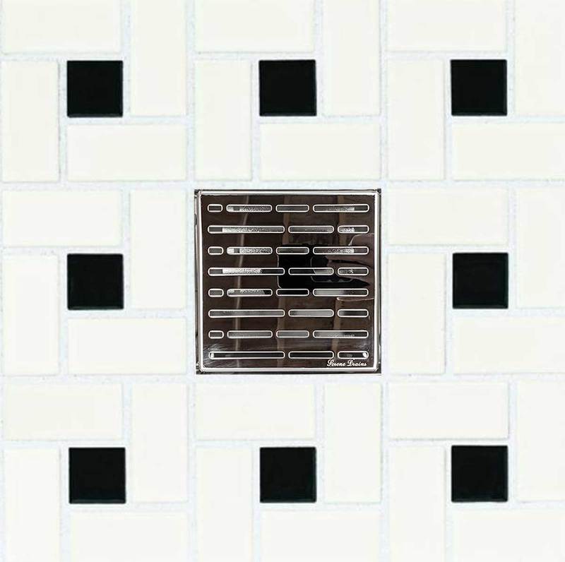 6 Inch Polished Square Shower Drain with Hair Trap and Base Flange Kit – Broken Lane Design