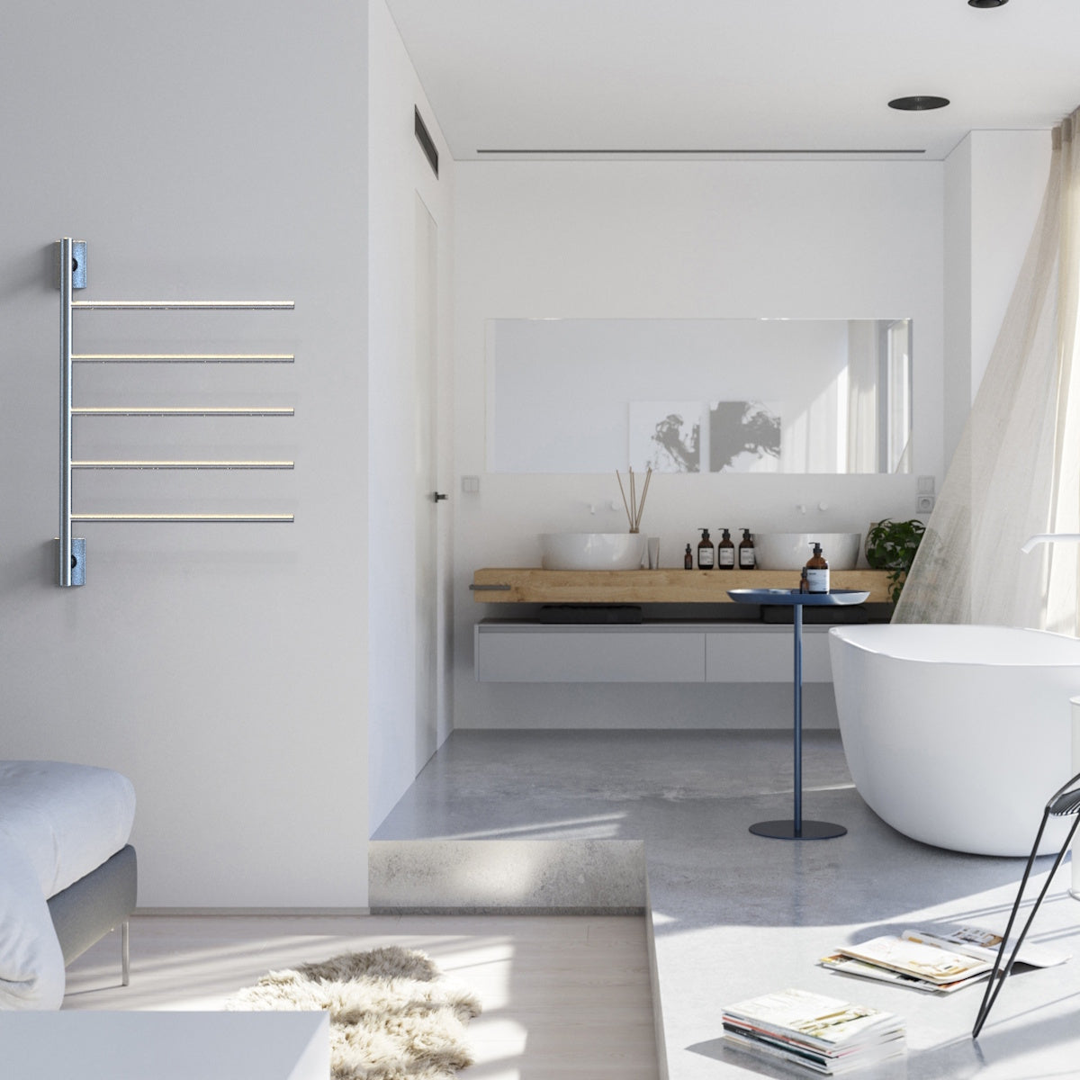Amba SB5 Swivel Towel Warmer, 5 Bars, Hardwired/Plug-in Combo, Rotating Towel Rack