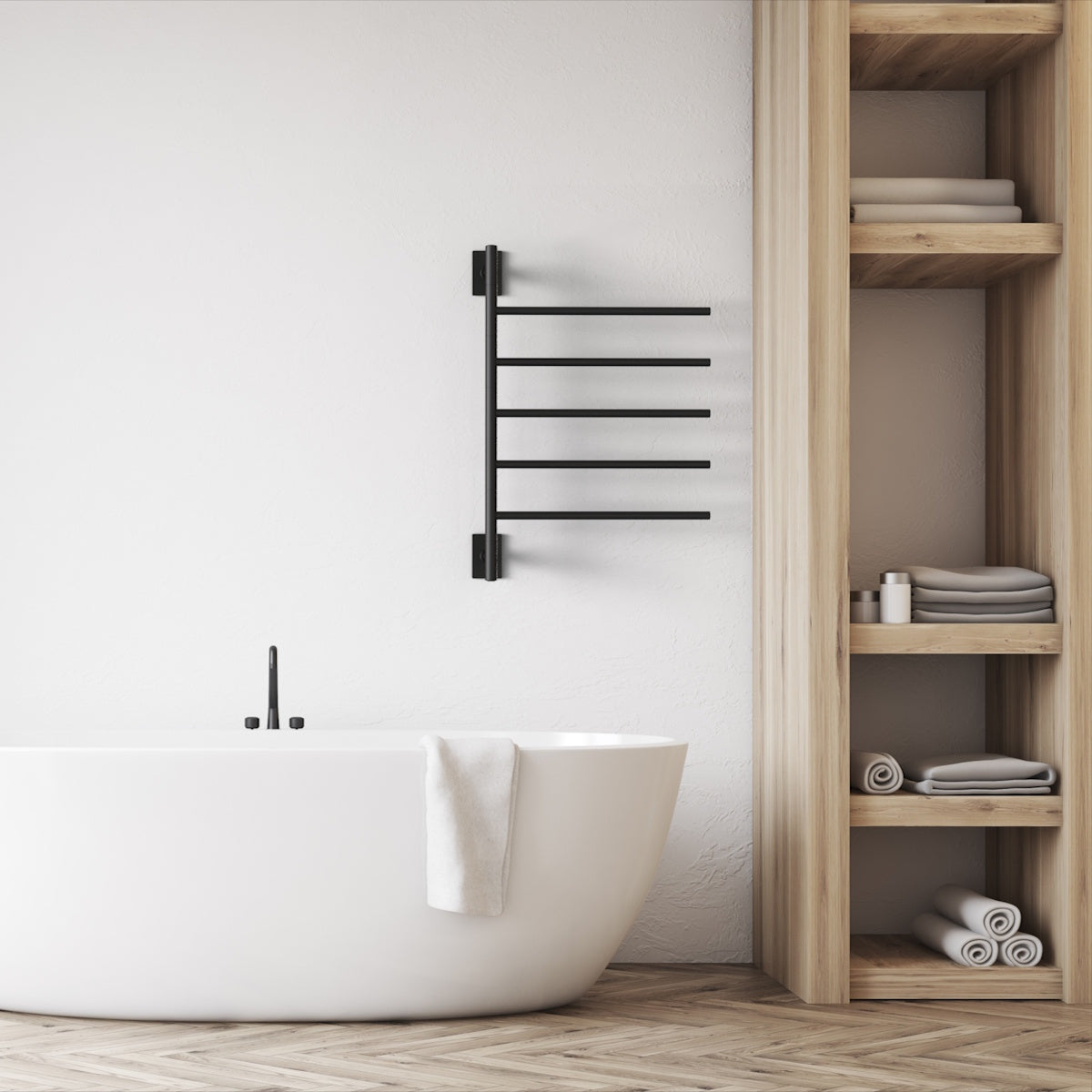 Amba SB5 Swivel Towel Warmer, 5 Bars, Hardwired/Plug-in Combo, Rotating Towel Rack