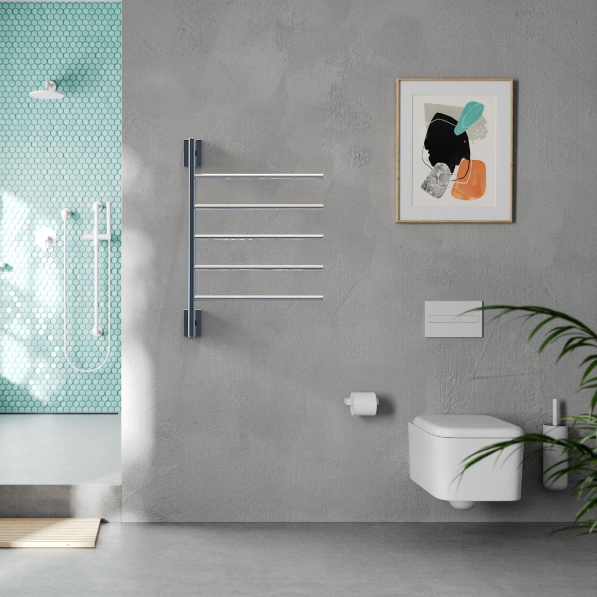 Amba SB5 Swivel Towel Warmer, 5 Bars, Hardwired/Plug-in Combo, Rotating Towel Rack