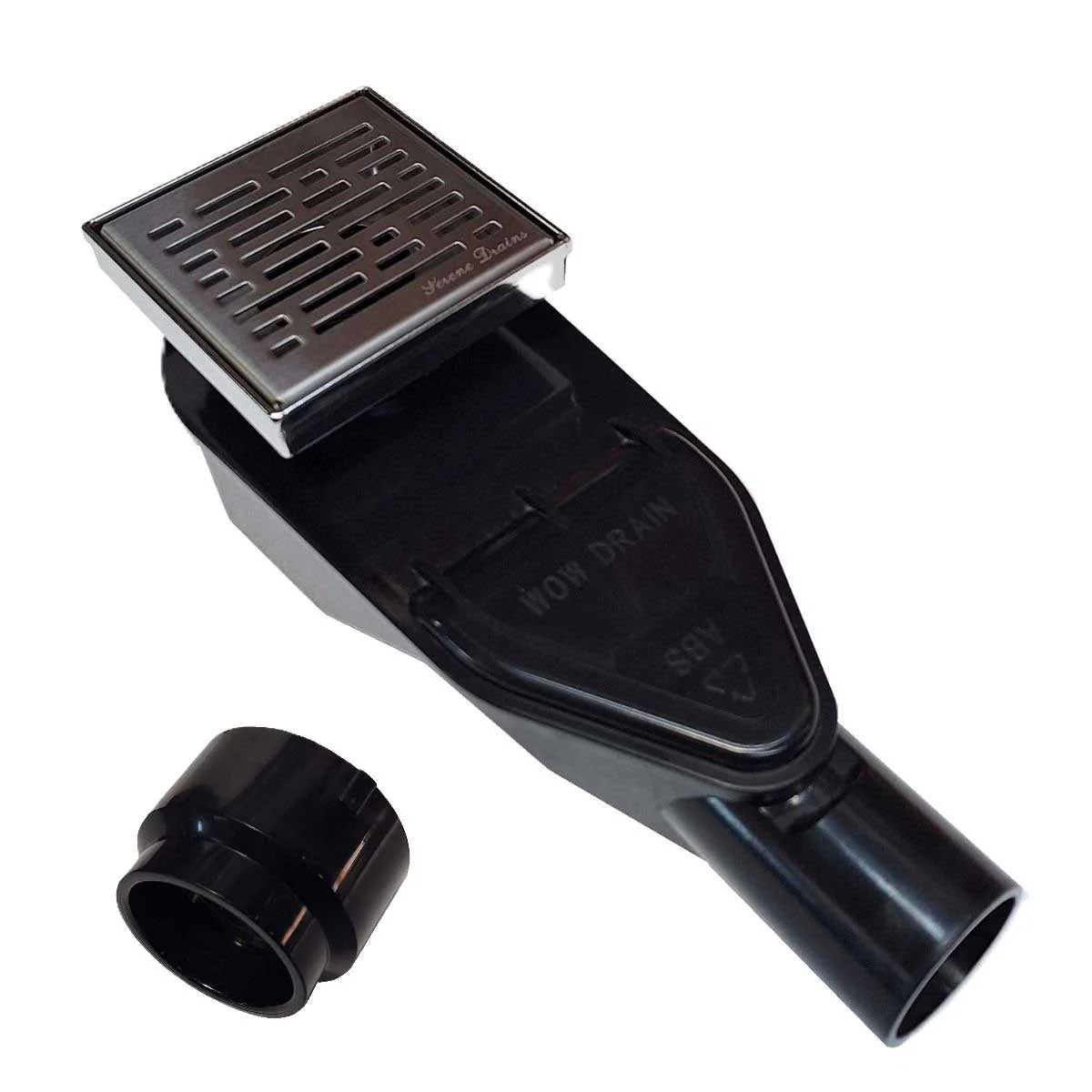 SereneDrains Vertical-to-Horizontal Shower Drain Outlet Side Discharge Adapter, Thick ABS Plastic