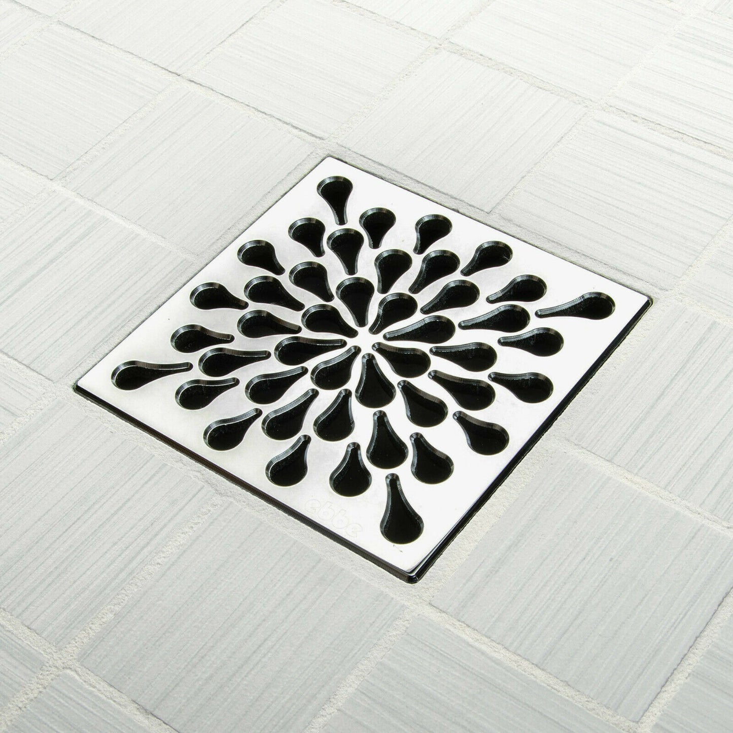Ebbe E4805 Splash Polished Chrome Square Shower Drain with Installation Kit