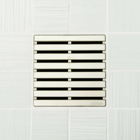 Ebbe E4811 Parallel Satin Nickel Square Shower Drain with Installation Kit