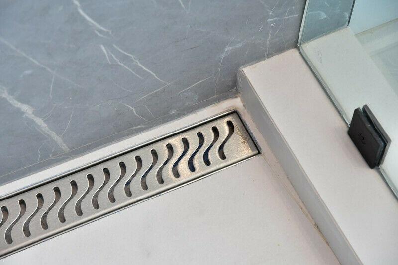 16-Inch Linear Shower Drain Kit with Hair Trap and Flange Base