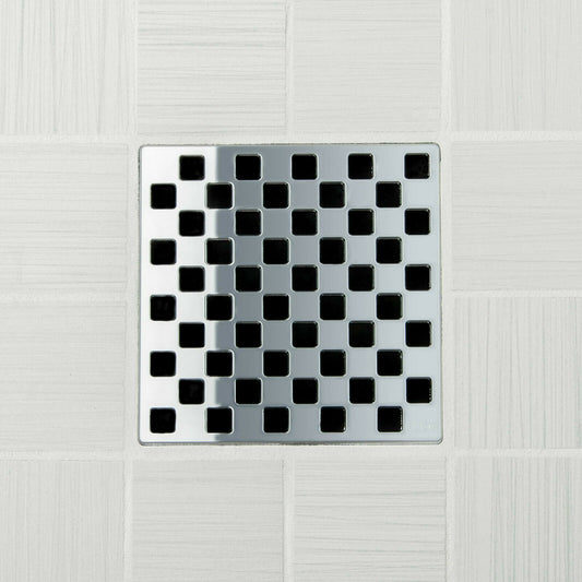Ebbe E4807 Weave Polished Chrome Square Shower Drain with Installation Kit