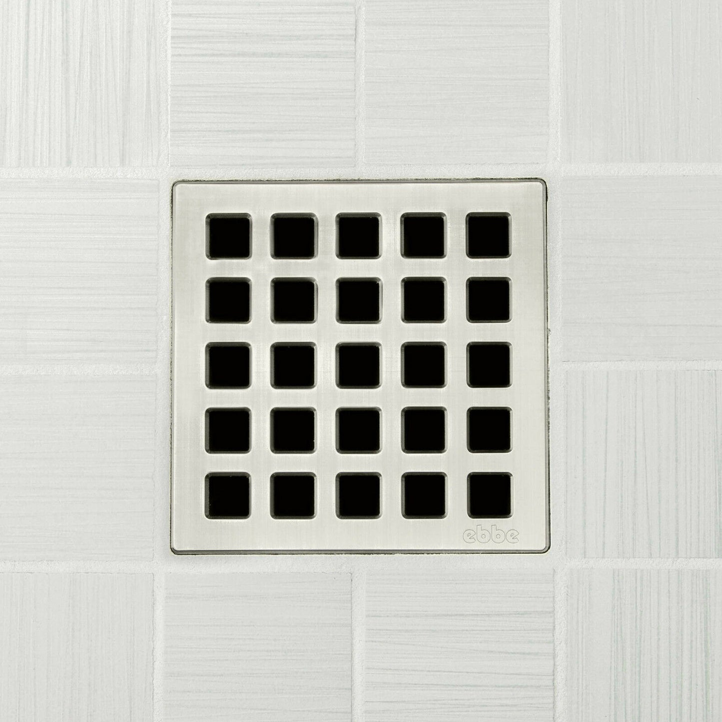 Ebbe E4803 Quadra Brushed Nickel Square Shower Drain with Installation Kit