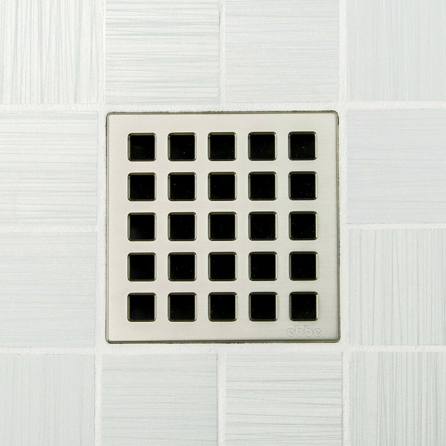 Ebbe E4803 Quadra Satin Nickel Square Shower Drain with Installation Kit