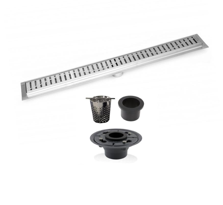 16-Inch Linear Shower Drain Kit with Hair Trap and Flange Base