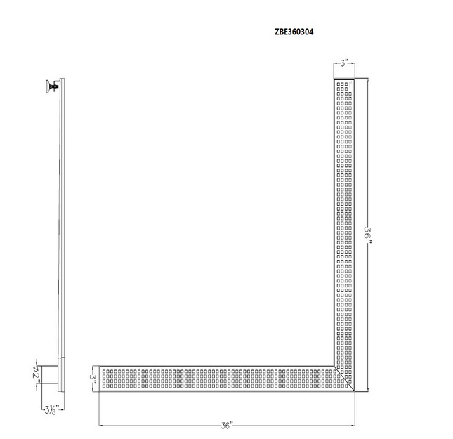 Corner Shower Drain, Dawn Brisbane River Series, L-Shaped Linear Shower Drain, 36 Inch