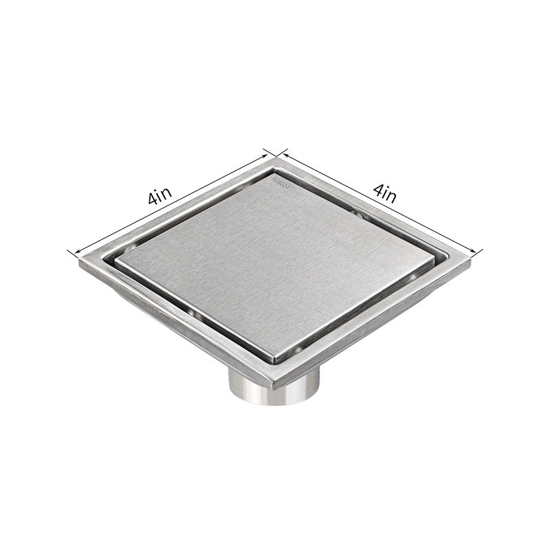 Silver Stainless Steel 4 Inch and 6 Inch Shower Drains, Solid Flat Cover